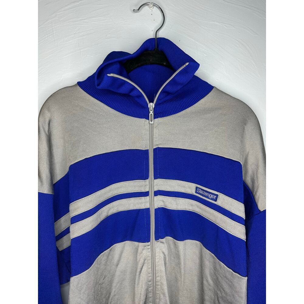 Slazenger Vintage Full Zip Track Jacket Men's Size Medium Gray Blue 90s